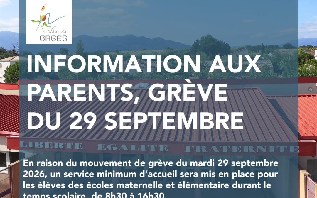 MISE EN PLACE DU SERVICE MINIMUM D&rsquo;ACCUEIL LE MARDI 29 SEPTEMBRE 2026